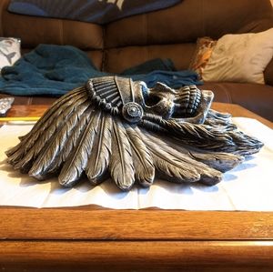 Native American chieftain war skull wall decor